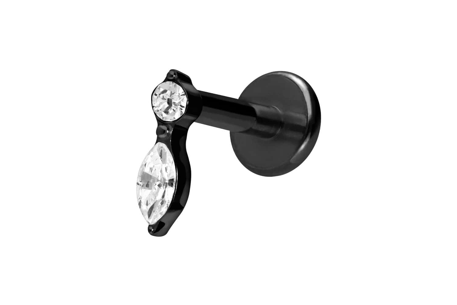 Titan Labret Piercing mit Innengewinde KRISTALLBLATT